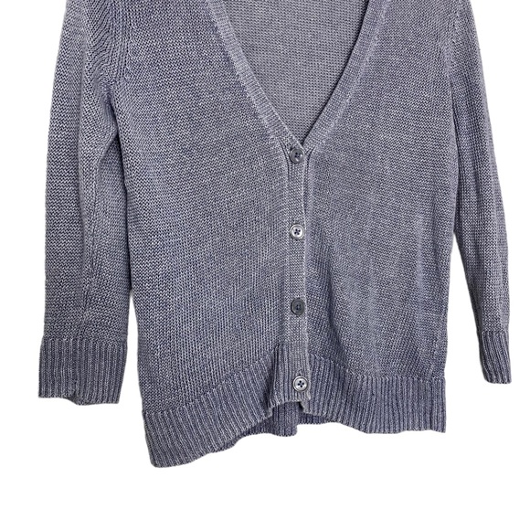 Talbots 100% Linen Light Purple Knit Button Up Cardigan Size Small - Picture 4 of 5